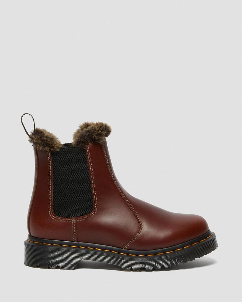 Dr Martens 2976 Leonore Faux Fur Gevoerde Laarsjes Dames Bruin | NL 659RVD